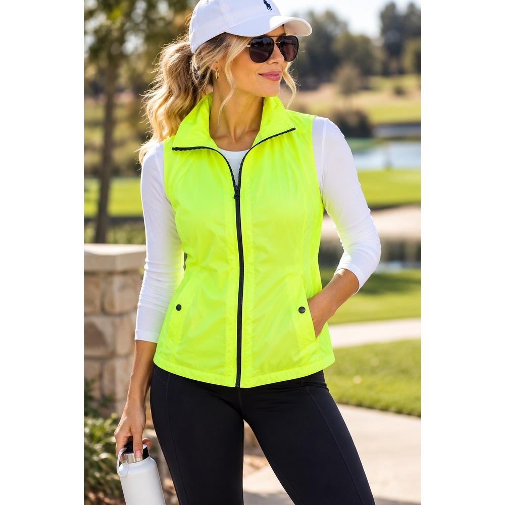Lauren Ralph Lauren Active Womens Citrus Yellow Full Zip Running Vest M NEW